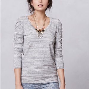 Anthropologie 3/4 sleeve gray tee shirt sweater XS